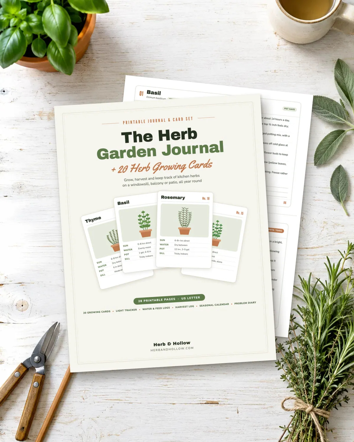 The Herb Garden Journal + 20 Herb Growing Cards cover